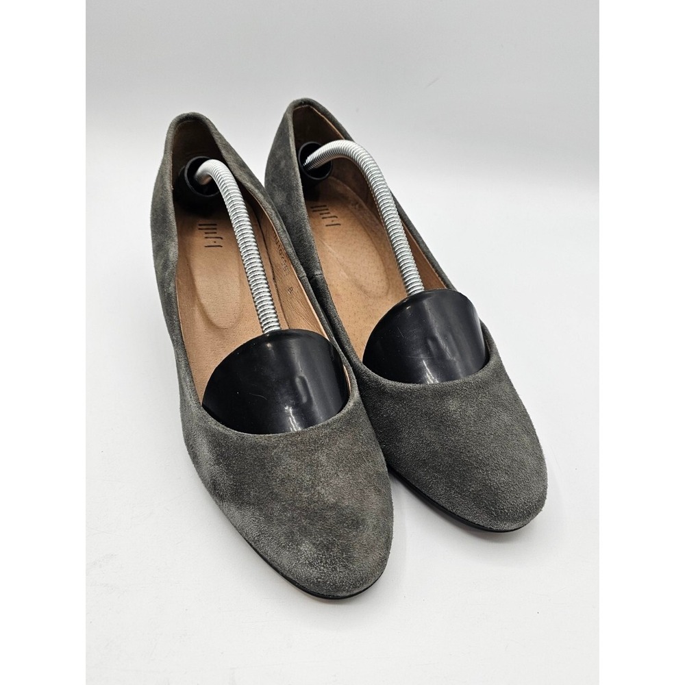 J Jill Women Liana Pumps Size 8 Gray Suede Block Heel Round Toe Academia Classic